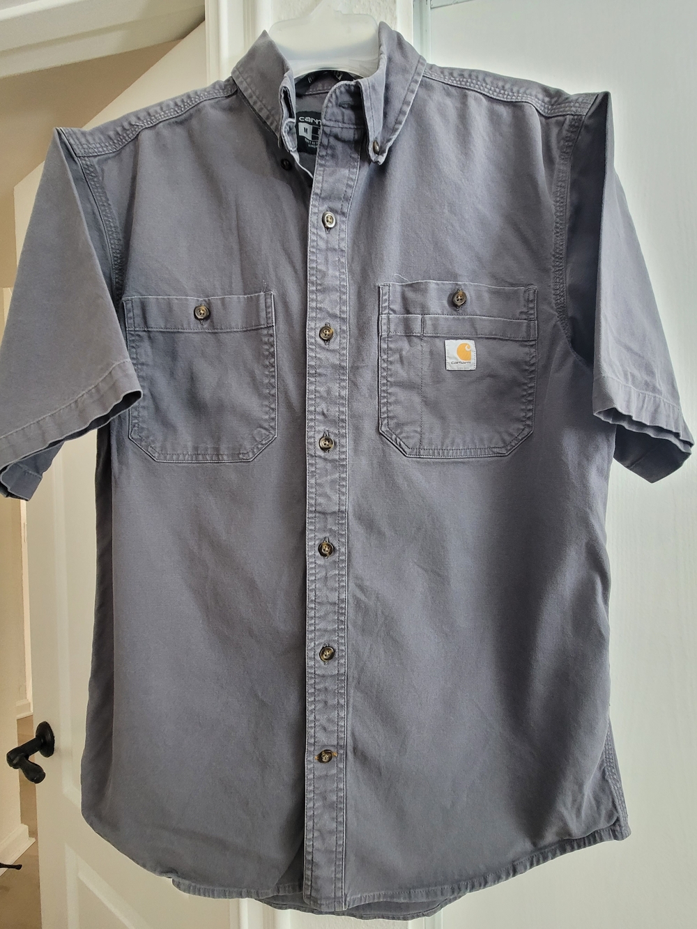 Carhartt Men's Short-Sleeve Button-Down Work Shirt — Gray